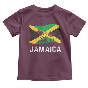 Jamaica Toddler T Shirt Retro Vintage Jamaican Pride Flag Lion Of Judah TS10 Maroon Print Your Wear