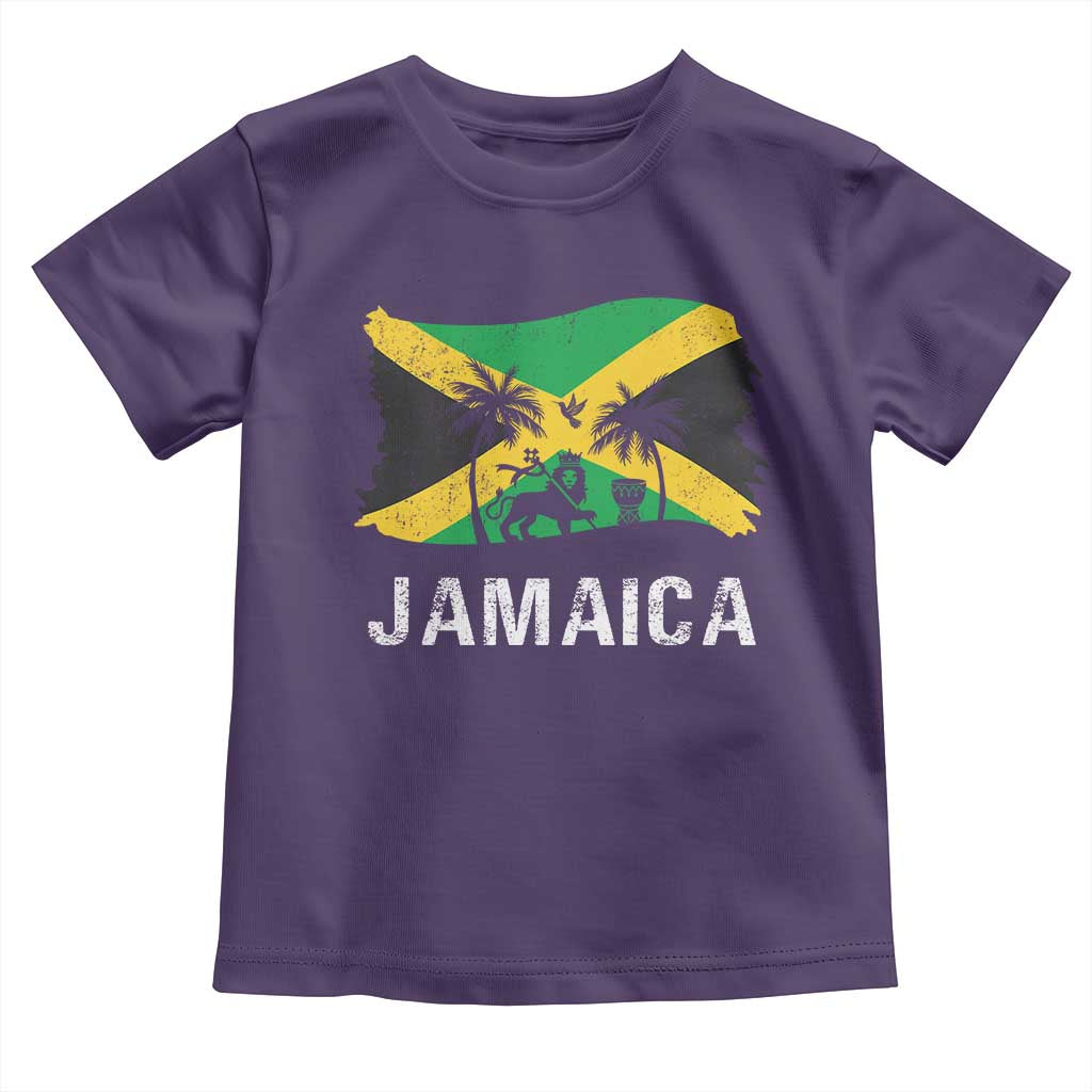 Jamaica Toddler T Shirt Retro Vintage Jamaican Pride Flag Lion Of Judah TS10 Purple Print Your Wear