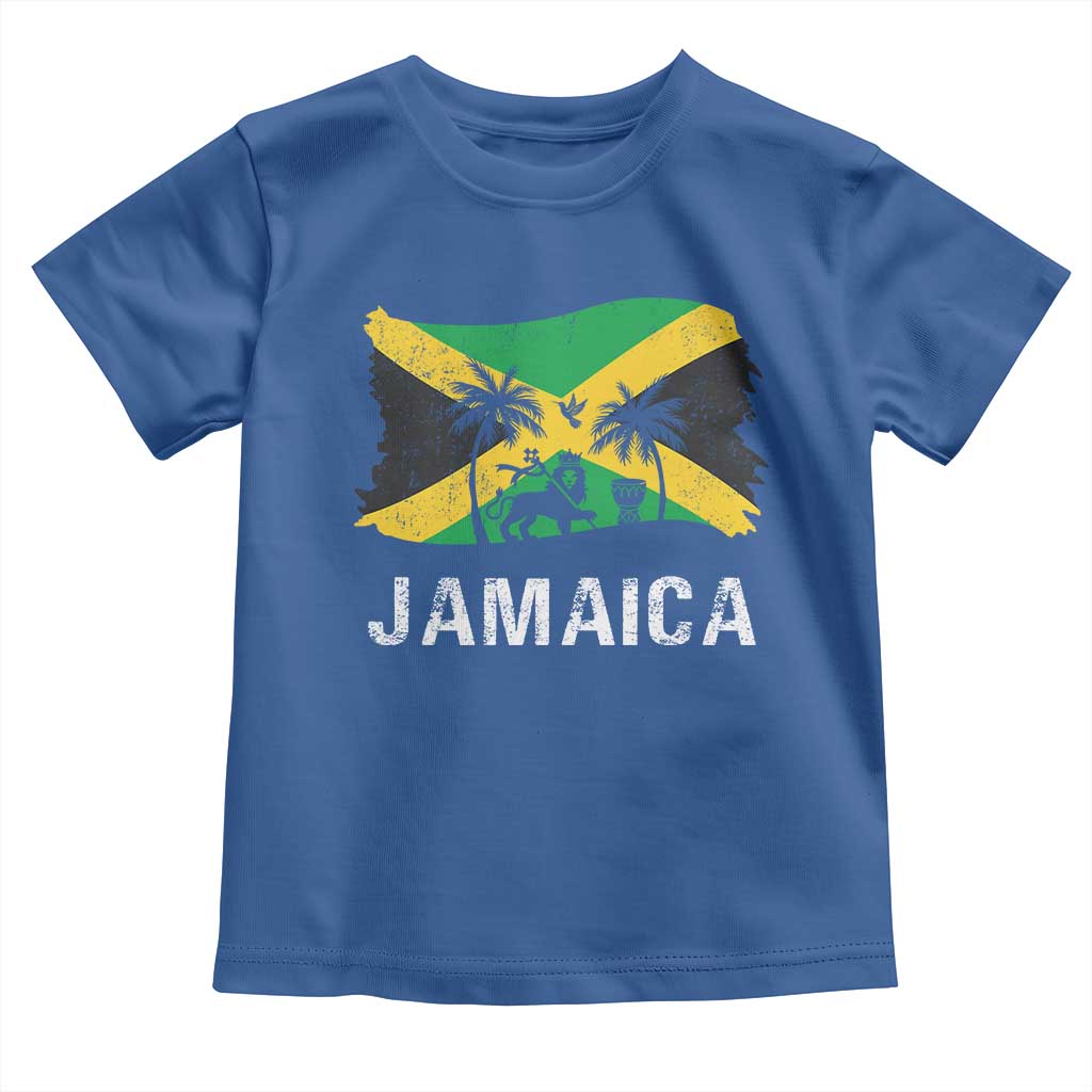 Jamaica Toddler T Shirt Retro Vintage Jamaican Pride Flag Lion Of Judah TS10 Royal Blue Print Your Wear