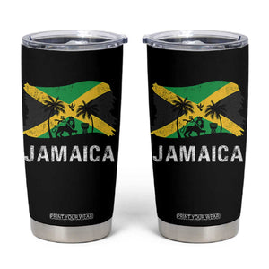 Jamaica Tumbler Cup Retro Vintage Jamaican Pride Flag Lion Of Judah TS10 Black Print Your Wear
