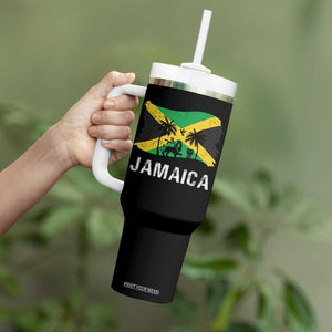 Jamaica Tumbler With Handle Retro Vintage Jamaican Pride Flag Lion Of Judah TS10 Print Your Wear