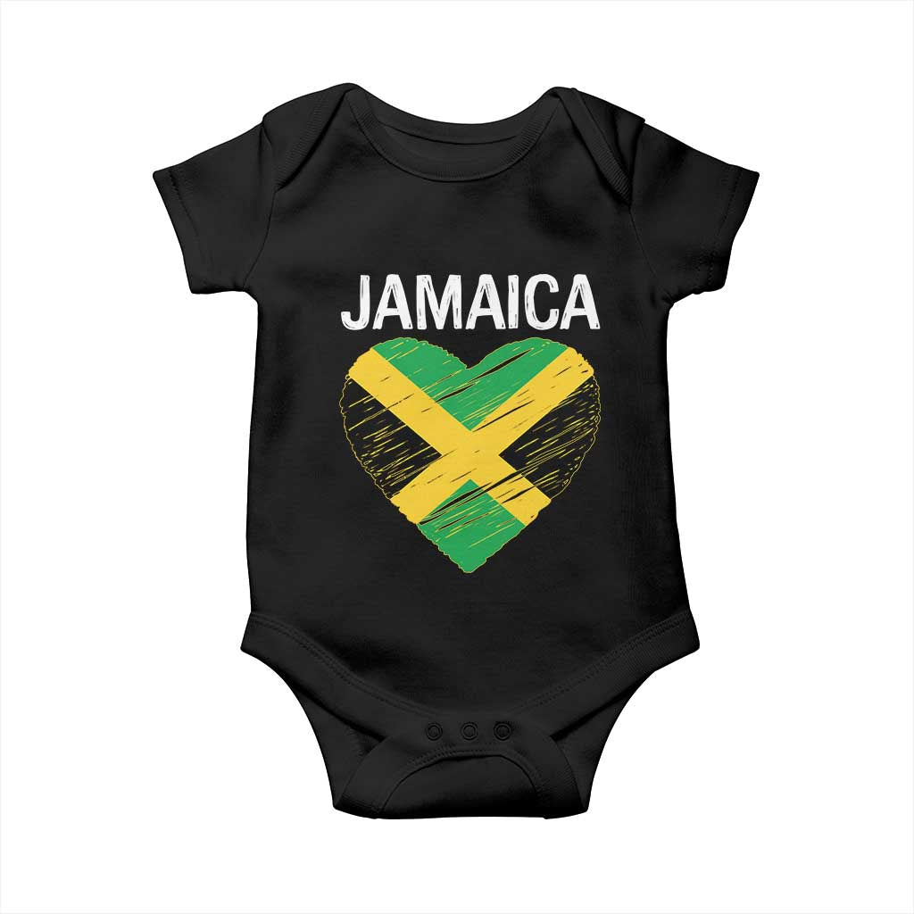 Jamaican Heart Flag Baby Onesie Patriotic Jamaica Girls Proud Jamaican Roots TS10 Black Print Your Wear