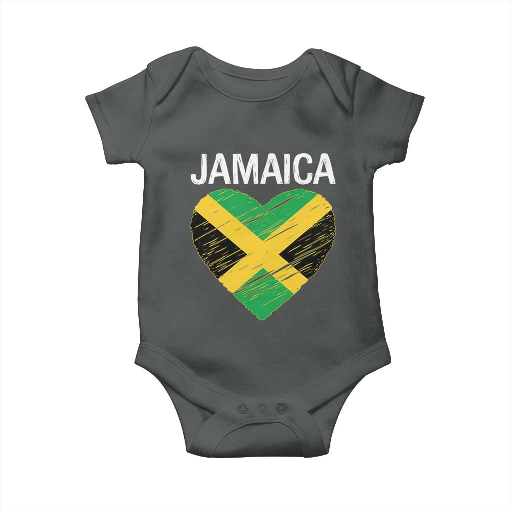Jamaican Heart Flag Baby Onesie Patriotic Jamaica Girls Proud Jamaican Roots TS10 Dark Heather Print Your Wear