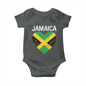 Jamaican Heart Flag Baby Onesie Patriotic Jamaica Girls Proud Jamaican Roots TS10 Dark Heather Print Your Wear