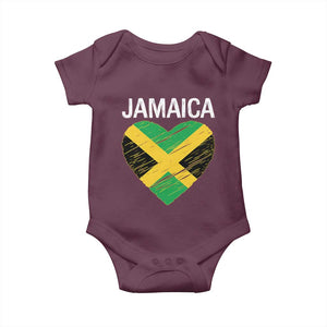 Jamaican Heart Flag Baby Onesie Patriotic Jamaica Girls Proud Jamaican Roots TS10 Maroon Print Your Wear
