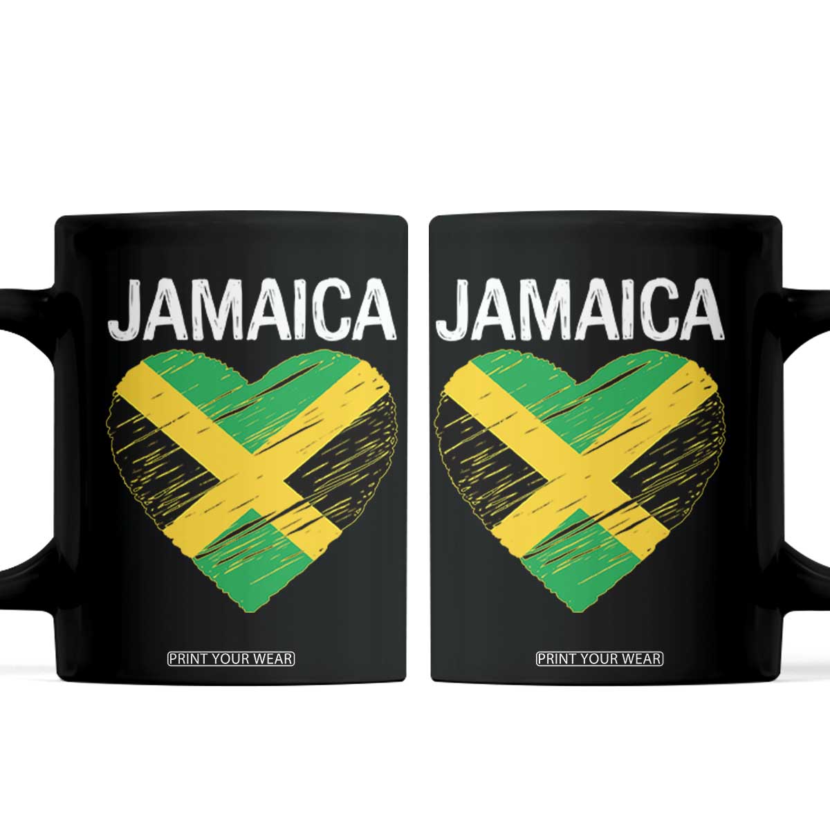 Jamaican Heart Flag Coffee Mug Patriotic Jamaica Girls Proud Jamaican Roots TS10 Black Print Your Wear