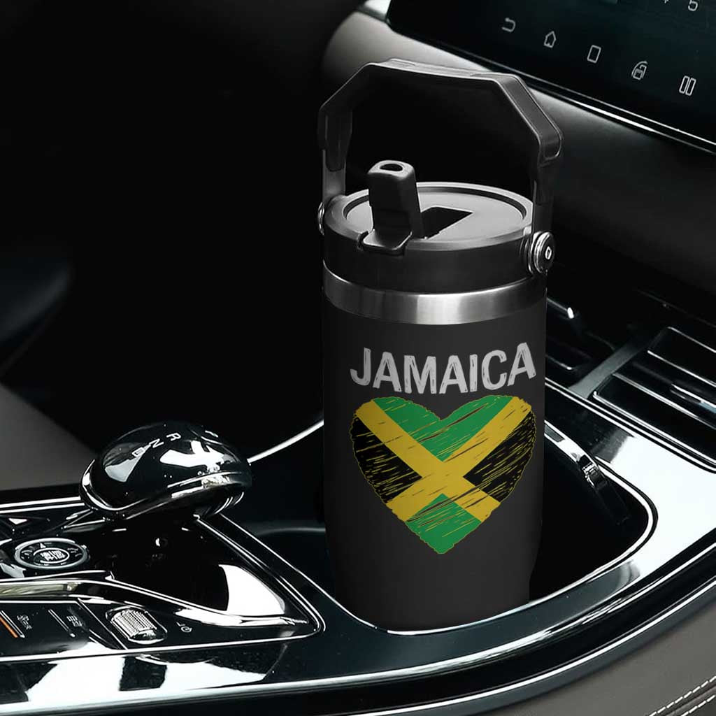 Jamaican Heart Flag Flip Straw Tumbler Patriotic Jamaica Girls Proud Jamaican Roots TS10 Print Your Wear