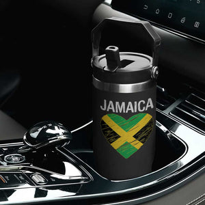 Jamaican Heart Flag Flip Straw Tumbler Patriotic Jamaica Girls Proud Jamaican Roots TS10 Print Your Wear