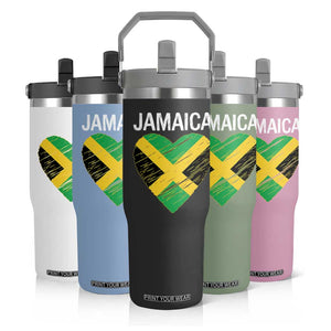 Jamaican Heart Flag Flip Straw Tumbler Patriotic Jamaica Girls Proud Jamaican Roots TS10 Print Your Wear