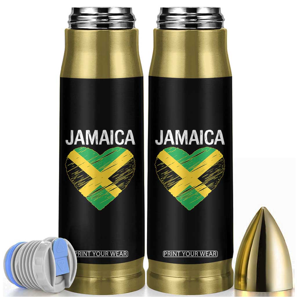 Jamaican Heart Flag Bullet Tumbler Patriotic Jamaica Girls Proud Jamaican Roots TS10 Black Print Your Wear