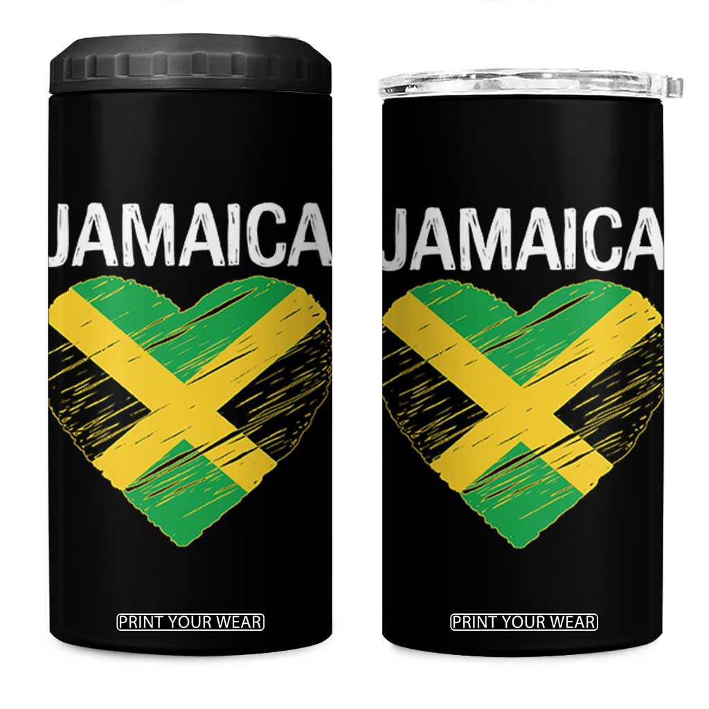 Jamaican Heart Flag 4 in 1 Can Cooler Tumbler Patriotic Jamaica Girls Proud Jamaican Roots TS10 One Size: 16 oz Black Print Your Wear