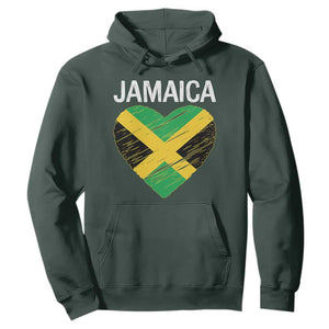 Jamaican Heart Flag Hoodie Patriotic Jamaica Girls Proud Jamaican Roots TS10 Dark Forest Green Print Your Wear