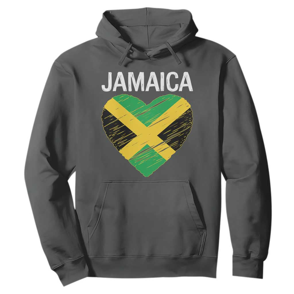 Jamaican Heart Flag Hoodie Patriotic Jamaica Girls Proud Jamaican Roots TS10 Dark Heather Print Your Wear