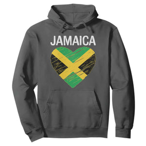 Jamaican Heart Flag Hoodie Patriotic Jamaica Girls Proud Jamaican Roots TS10 Dark Heather Print Your Wear