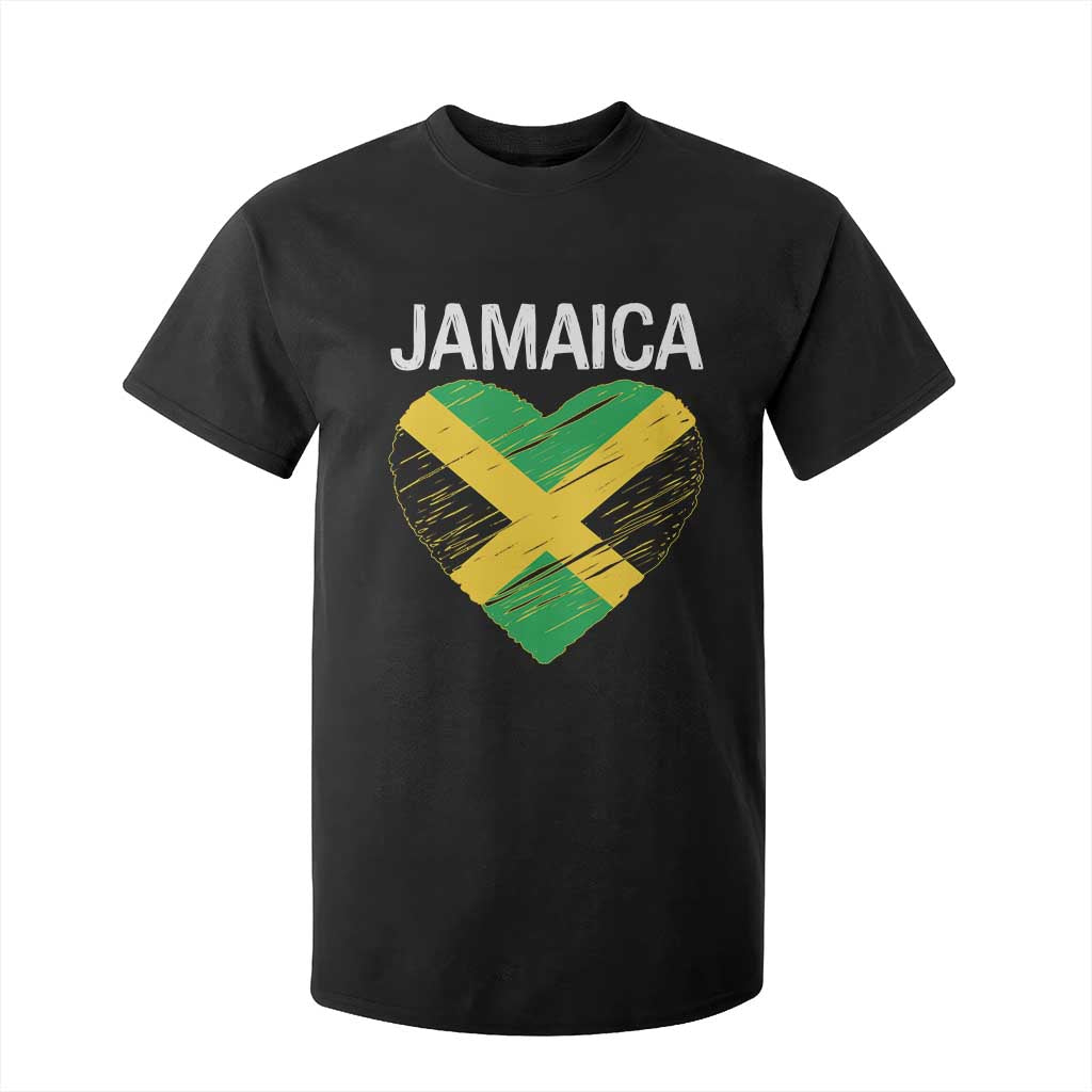 Jamaican Heart Flag T Shirt For Kid Patriotic Jamaica Girls Proud Jamaican Roots TS10 Black Print Your Wear