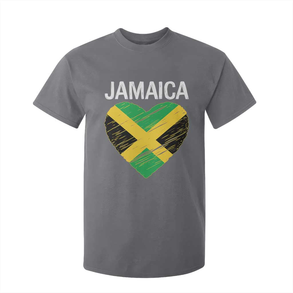 Jamaican Heart Flag T Shirt For Kid Patriotic Jamaica Girls Proud Jamaican Roots TS10 Charcoal Print Your Wear