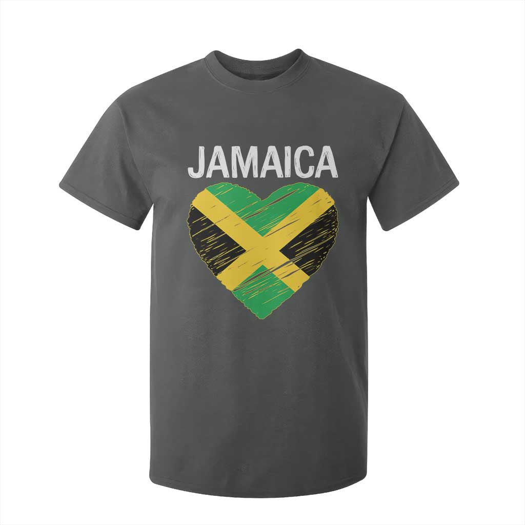 Jamaican Heart Flag T Shirt For Kid Patriotic Jamaica Girls Proud Jamaican Roots TS10 Dark Heather Print Your Wear