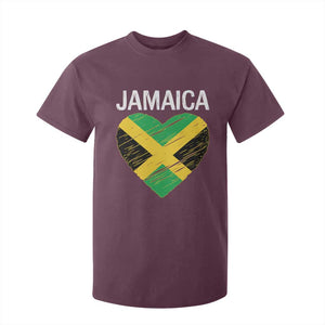 Jamaican Heart Flag T Shirt For Kid Patriotic Jamaica Girls Proud Jamaican Roots TS10 Maroon Print Your Wear