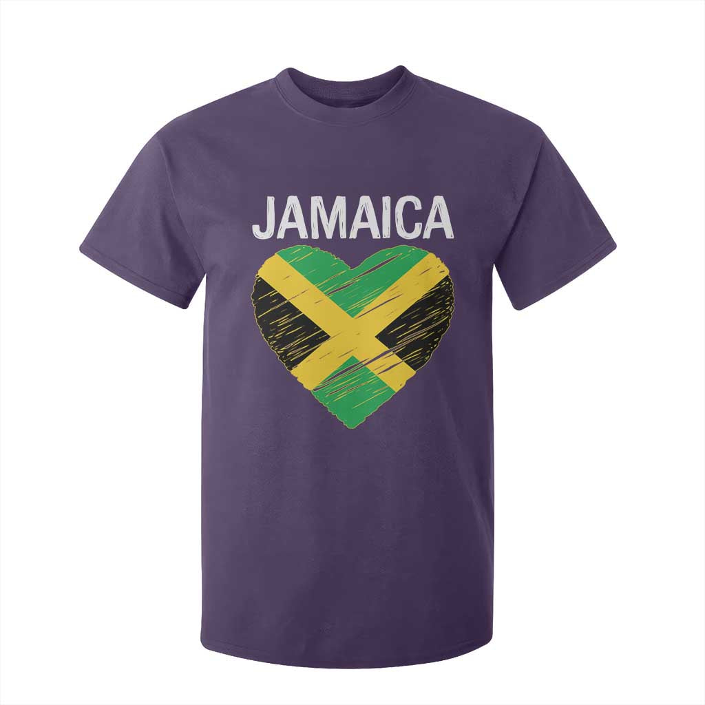 Jamaican Heart Flag T Shirt For Kid Patriotic Jamaica Girls Proud Jamaican Roots TS10 Purple Print Your Wear