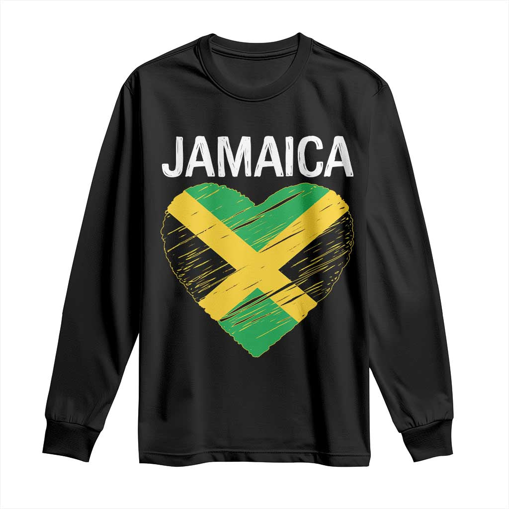Jamaican Heart Flag Long Sleeve Shirt Patriotic Jamaica Girls Proud Jamaican Roots TS10 Black Print Your Wear