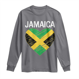 Jamaican Heart Flag Long Sleeve Shirt Patriotic Jamaica Girls Proud Jamaican Roots TS10 Charcoal Print Your Wear