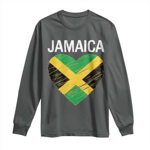 Jamaican Heart Flag Long Sleeve Shirt Patriotic Jamaica Girls Proud Jamaican Roots TS10 Dark Heather Print Your Wear