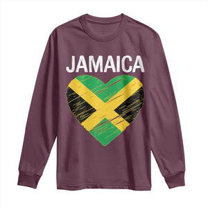 Jamaican Heart Flag Long Sleeve Shirt Patriotic Jamaica Girls Proud Jamaican Roots TS10 Maroon Print Your Wear