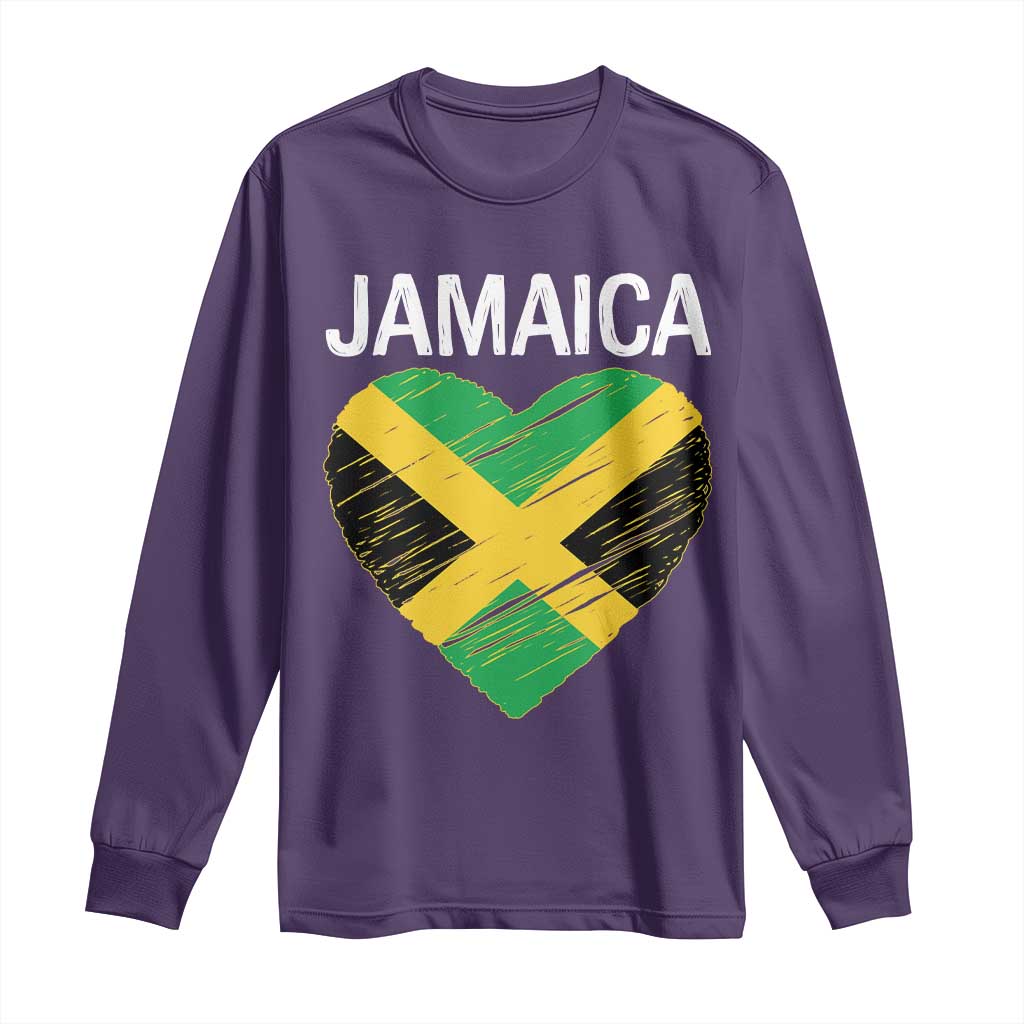 Jamaican Heart Flag Long Sleeve Shirt Patriotic Jamaica Girls Proud Jamaican Roots TS10 Purple Print Your Wear