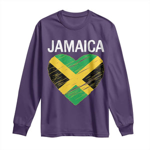 Jamaican Heart Flag Long Sleeve Shirt Patriotic Jamaica Girls Proud Jamaican Roots TS10 Purple Print Your Wear