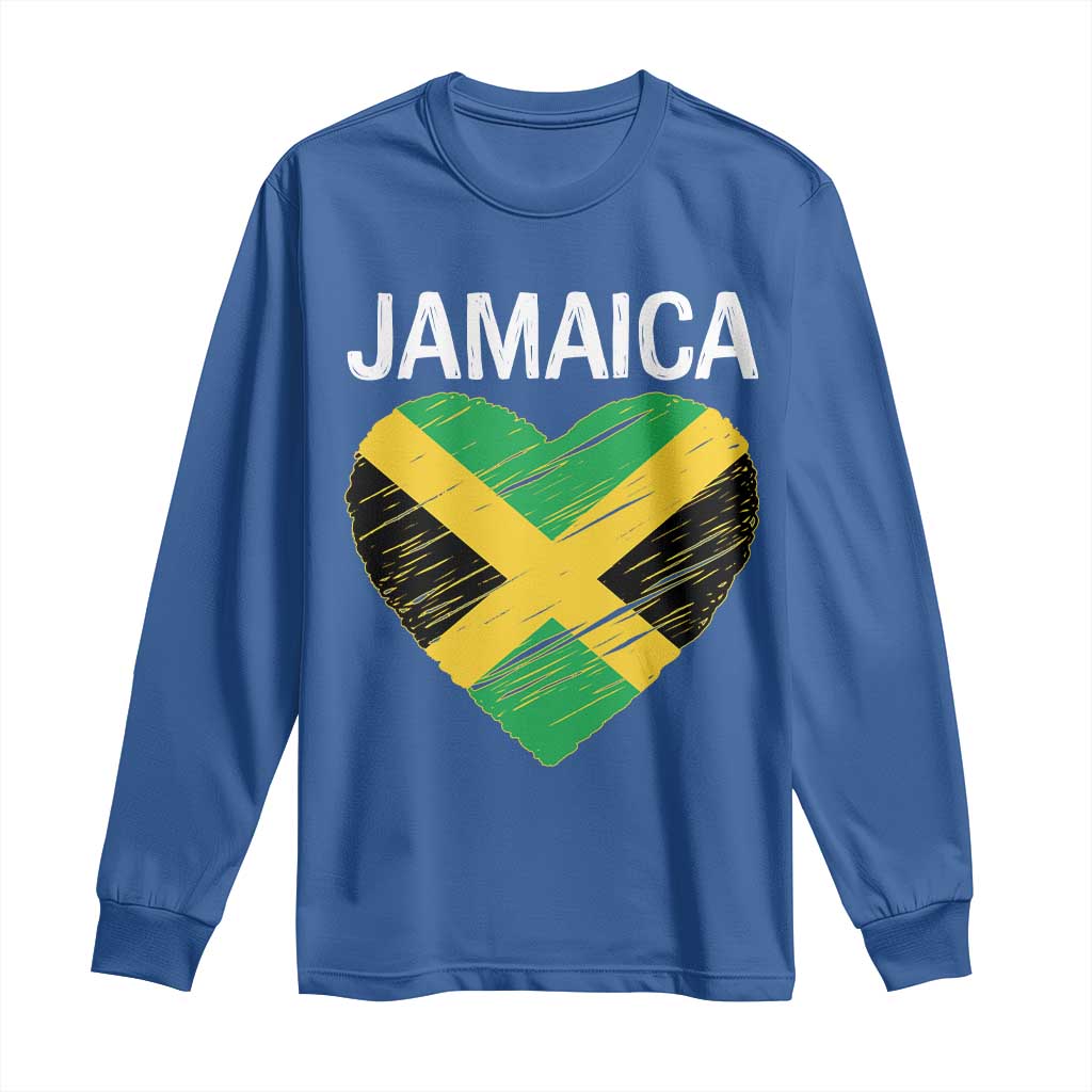 Jamaican Heart Flag Long Sleeve Shirt Patriotic Jamaica Girls Proud Jamaican Roots TS10 Royal Blue Print Your Wear