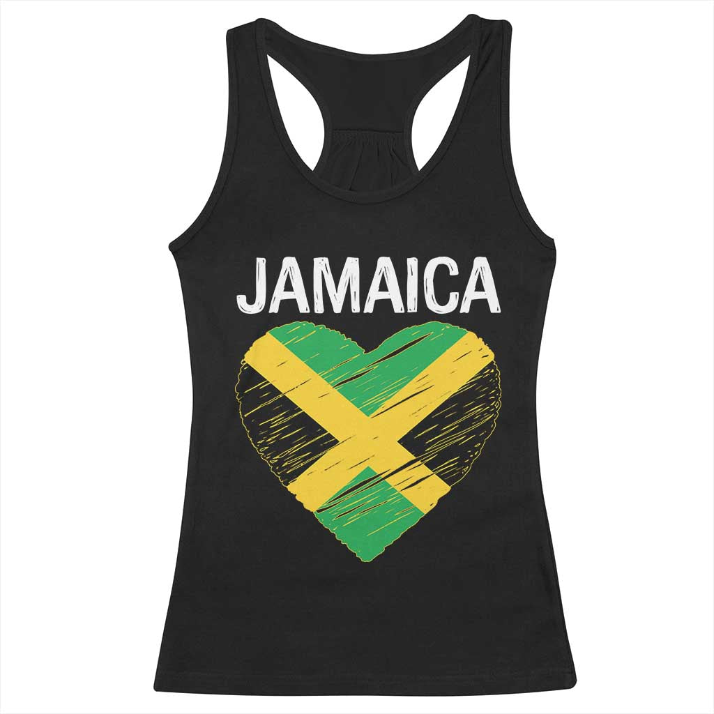 Jamaican Heart Flag Racerback Tank Top Patriotic Jamaica Girls Proud Jamaican Roots TS10 Black Print Your Wear
