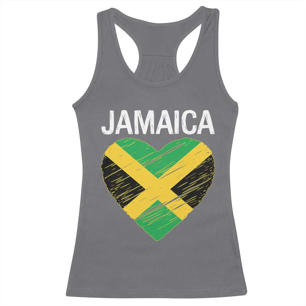 Jamaican Heart Flag Racerback Tank Top Patriotic Jamaica Girls Proud Jamaican Roots TS10 Charcoal Print Your Wear