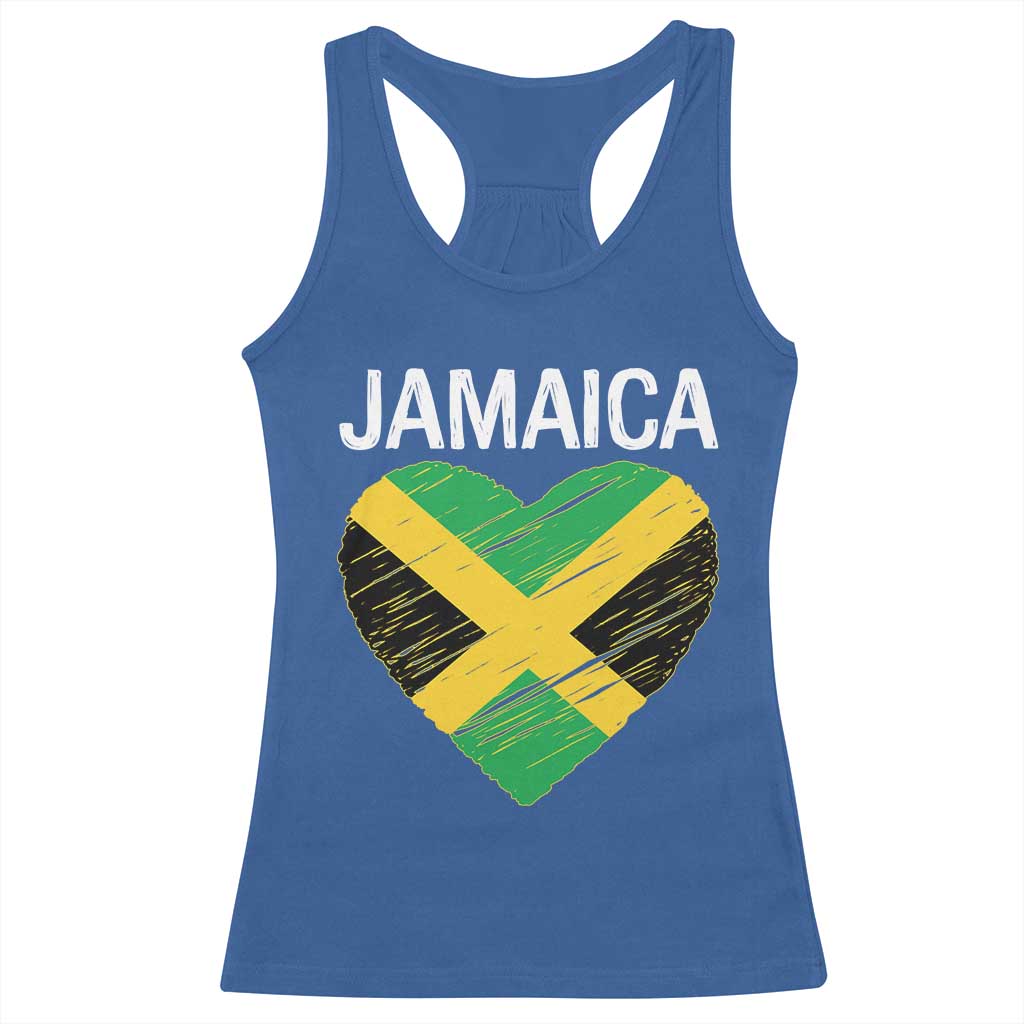 Jamaican Heart Flag Racerback Tank Top Patriotic Jamaica Girls Proud Jamaican Roots TS10 Royal Blue Print Your Wear