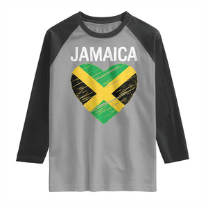 Jamaican Heart Flag Raglan Shirt Patriotic Jamaica Girls Proud Jamaican Roots TS10 Sport Gray Black Print Your Wear