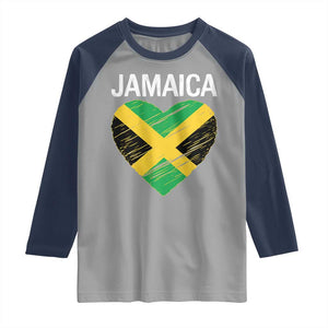 Jamaican Heart Flag Raglan Shirt Patriotic Jamaica Girls Proud Jamaican Roots TS10 Sport Gray Navy Print Your Wear