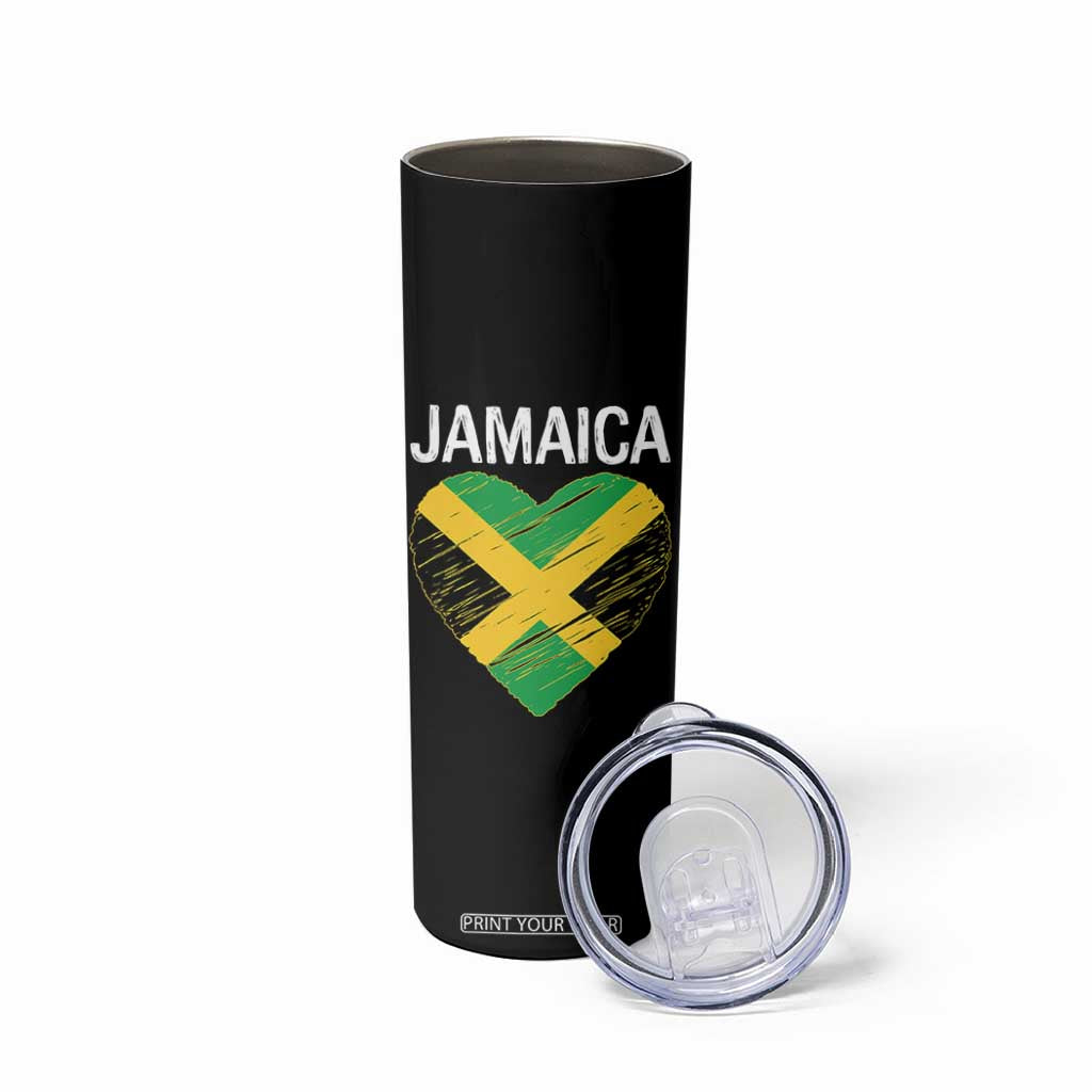 Jamaican Heart Flag Skinny Tumbler Patriotic Jamaica Girls Proud Jamaican Roots TS10 Print Your Wear