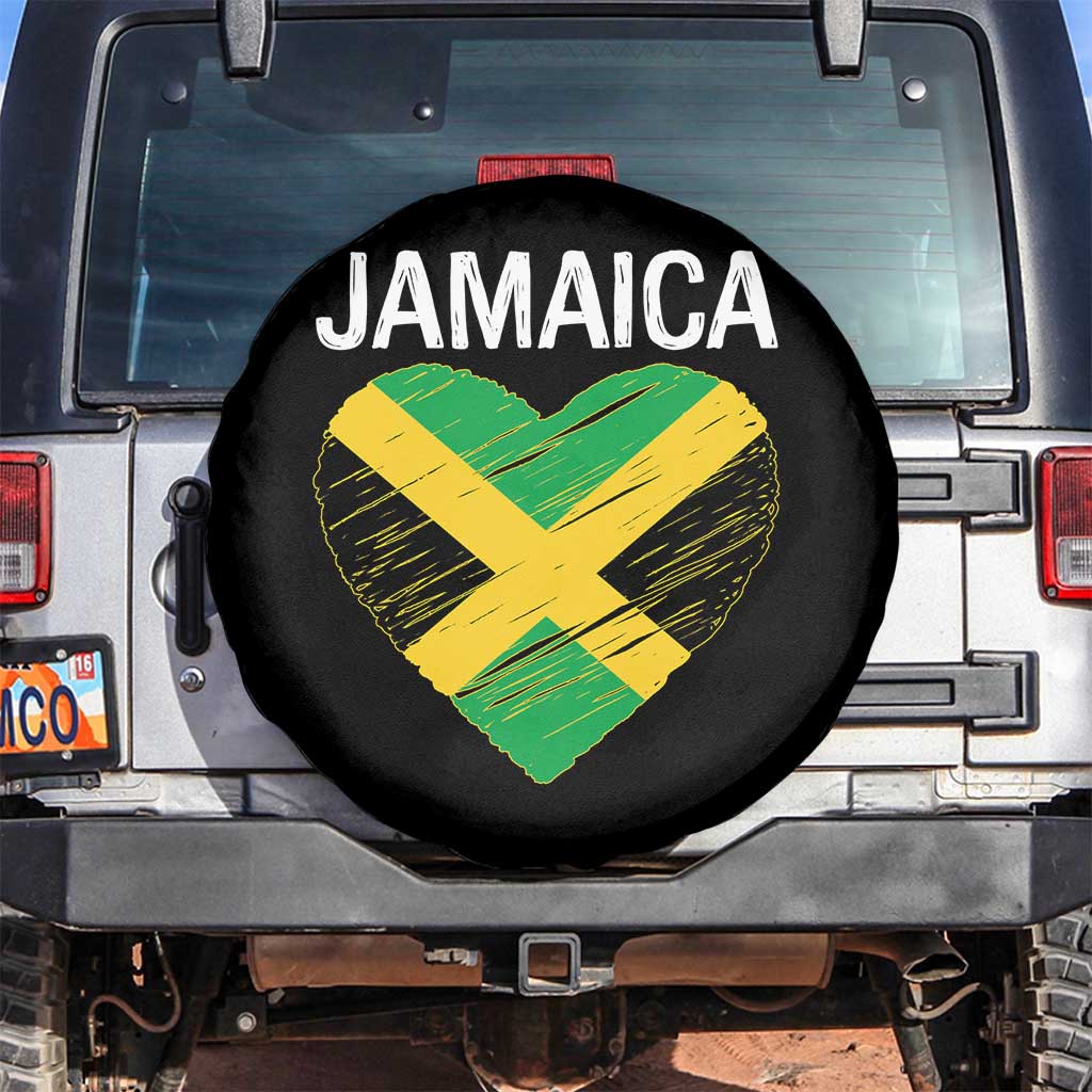 Jamaican Heart Flag Spare Tire Cover Patriotic Jamaica Girls Proud Jamaican Roots TS10 No hole Black Print Your Wear