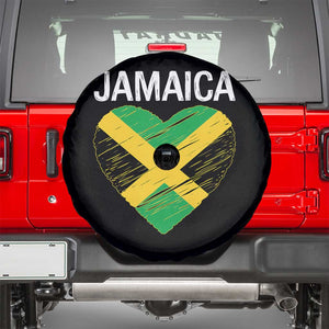 Jamaican Heart Flag Spare Tire Cover Patriotic Jamaica Girls Proud Jamaican Roots TS10 Black Print Your Wear