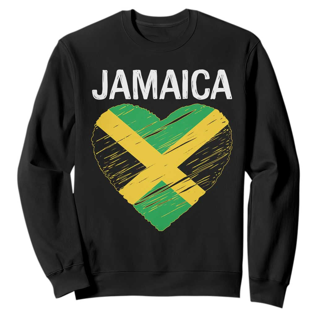 Jamaican Heart Flag Sweatshirt Patriotic Jamaica Girls Proud Jamaican Roots TS10 Black Print Your Wear