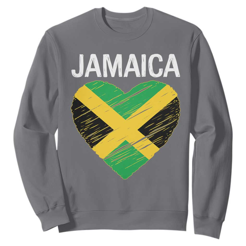 Jamaican Heart Flag Sweatshirt Patriotic Jamaica Girls Proud Jamaican Roots TS10 Charcoal Print Your Wear