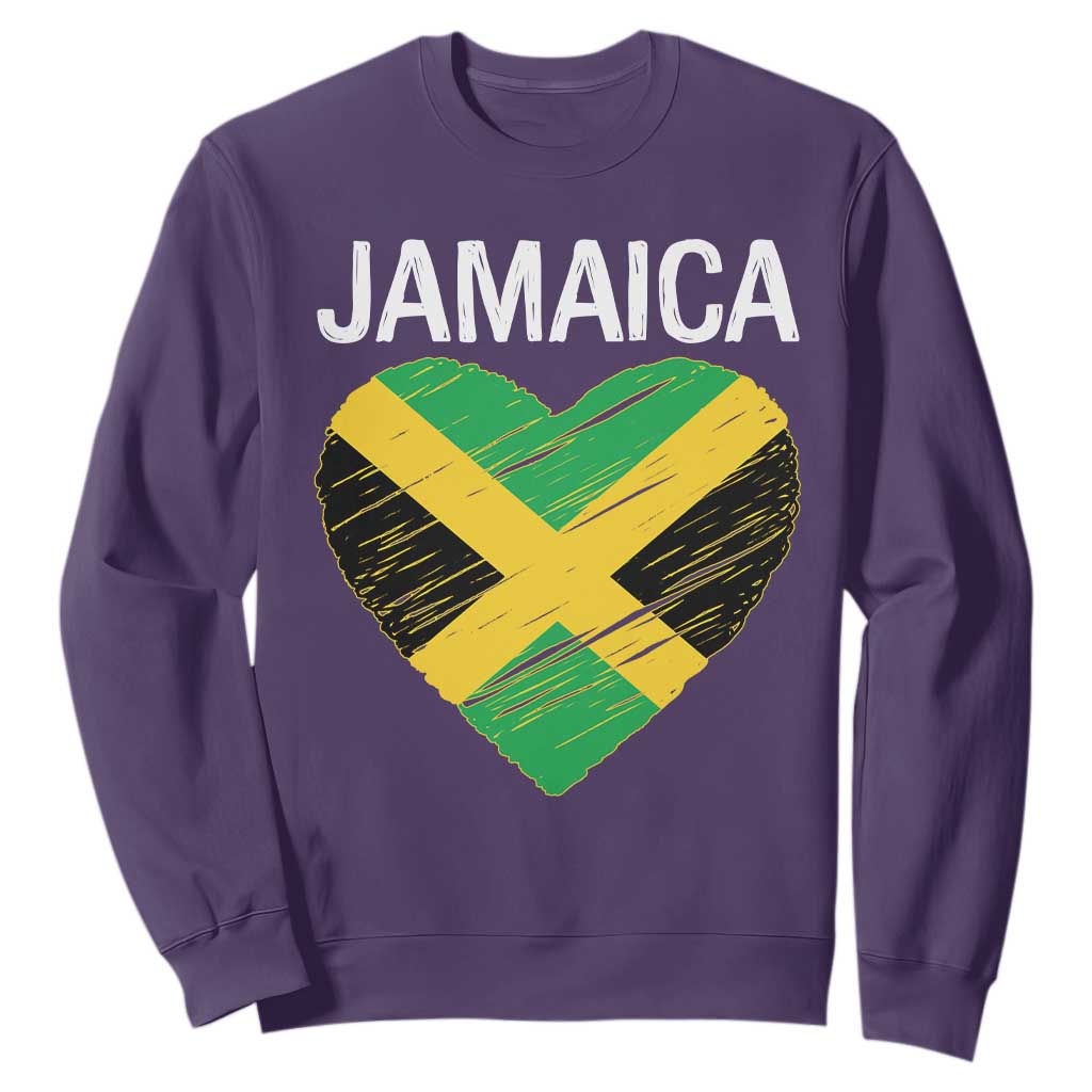 Jamaican Heart Flag Sweatshirt Patriotic Jamaica Girls Proud Jamaican Roots TS10 Purple Print Your Wear