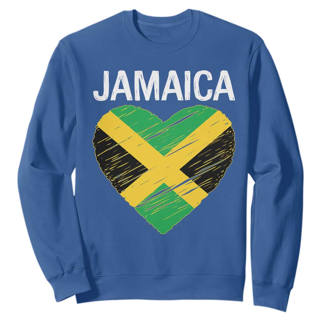 Jamaican Heart Flag Sweatshirt Patriotic Jamaica Girls Proud Jamaican Roots TS10 Royal Blue Print Your Wear