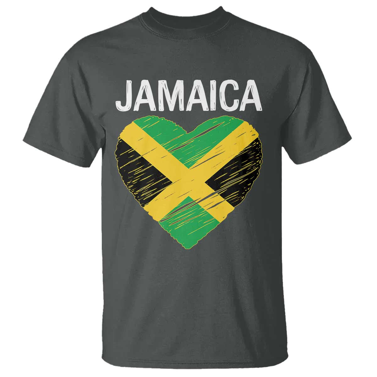 Jamaican Heart Flag T Shirt Patriotic Jamaica Girls Proud Jamaican Roots TS10 Dark Heather Print Your Wear