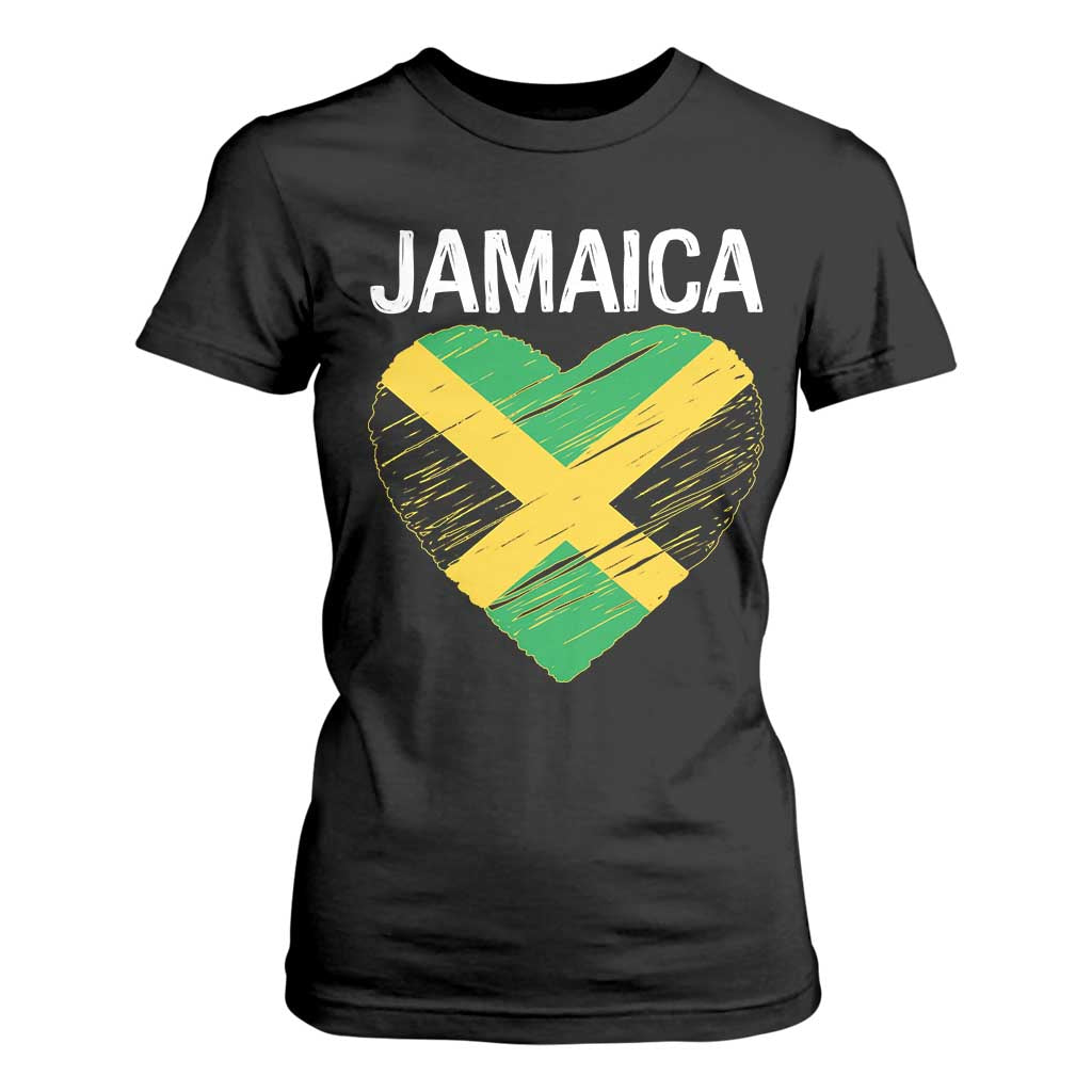 Jamaican Heart Flag T Shirt For Women Patriotic Jamaica Girls Proud Jamaican Roots TS10 Black Print Your Wear
