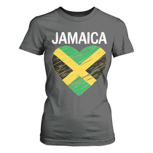 Jamaican Heart Flag T Shirt For Women Patriotic Jamaica Girls Proud Jamaican Roots TS10 Dark Heather Print Your Wear