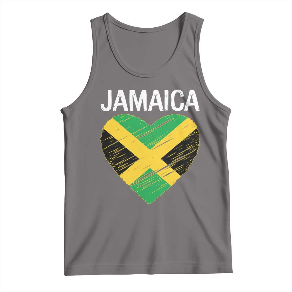 Jamaican Heart Flag Tank Top Patriotic Jamaica Girls Proud Jamaican Roots TS10 Deep Heather Print Your Wear