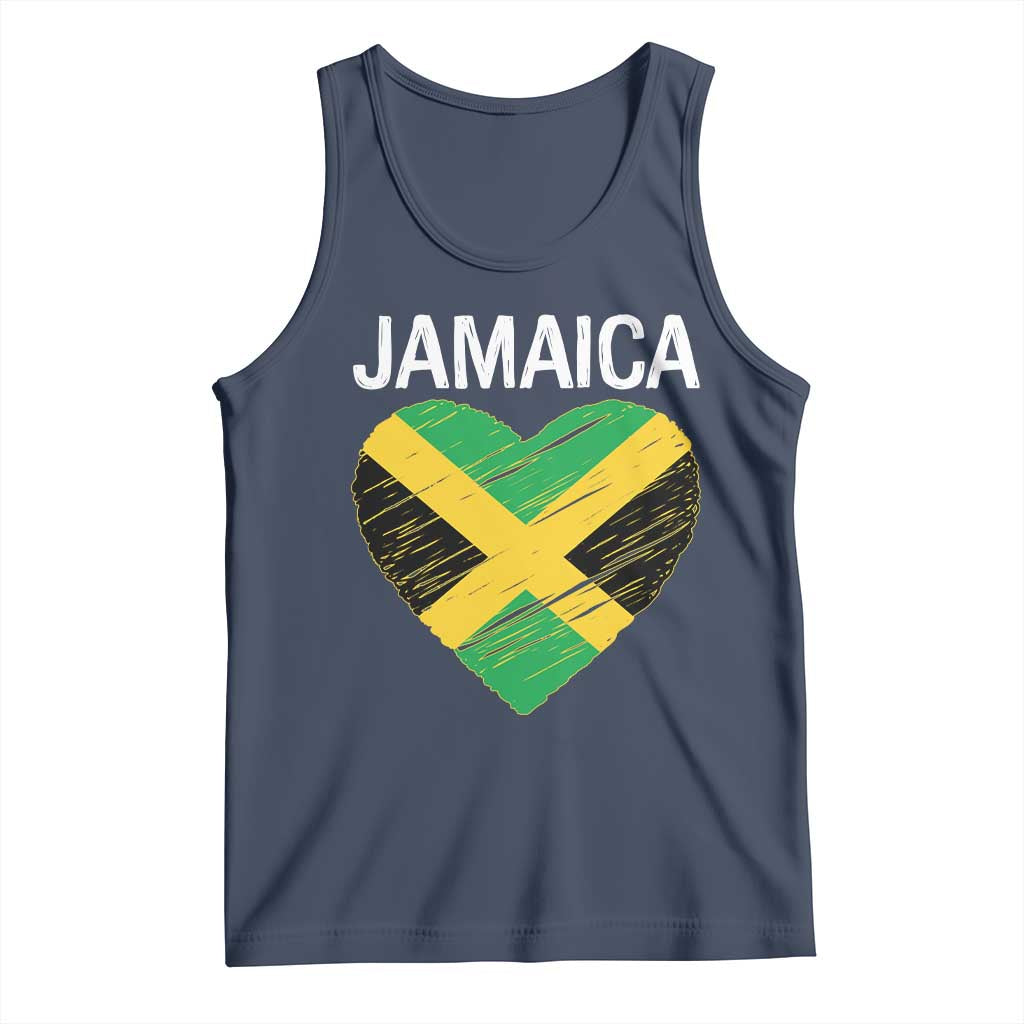 Jamaican Heart Flag Tank Top Patriotic Jamaica Girls Proud Jamaican Roots TS10 Navy Print Your Wear