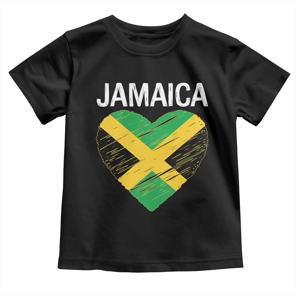 Jamaican Heart Flag Toddler T Shirt Patriotic Jamaica Girls Proud Jamaican Roots TS10 Black Print Your Wear