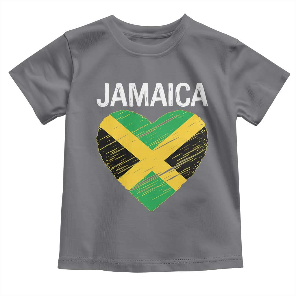 Jamaican Heart Flag Toddler T Shirt Patriotic Jamaica Girls Proud Jamaican Roots TS10 Charcoal Print Your Wear