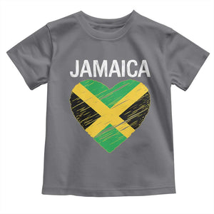 Jamaican Heart Flag Toddler T Shirt Patriotic Jamaica Girls Proud Jamaican Roots TS10 Charcoal Print Your Wear